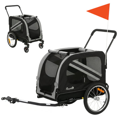 Remorque de velo pour chien 2 en 1