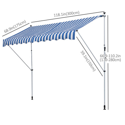 Store rétractable manuel patio sol plafond 305x152cm ajustable