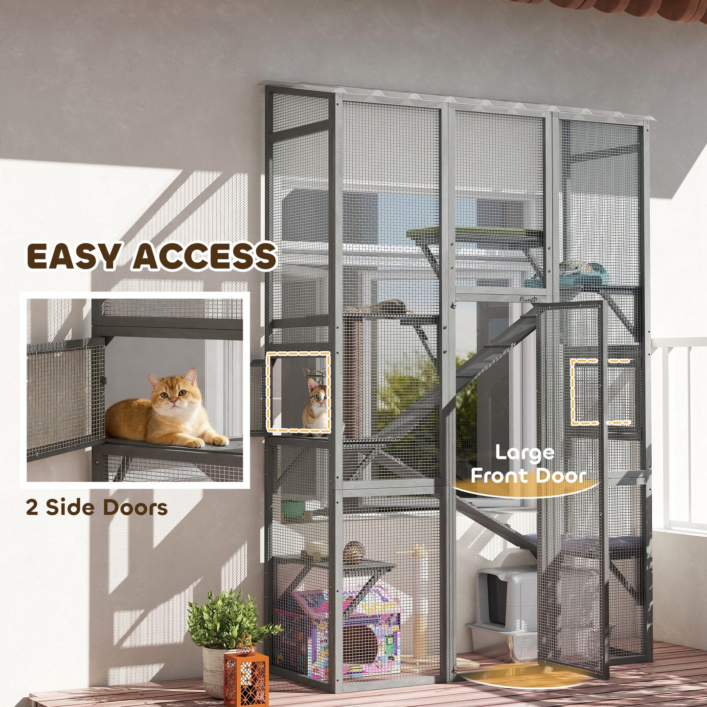 Enclos extérieur pour chat avec 6 plateformes de saut