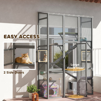 Enclos extérieur pour chat avec 6 plateformes de saut