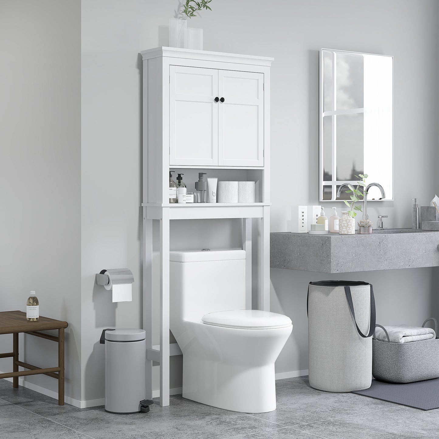 Armoire de salle de bain 3 niveaux au-dessus des toilettes
