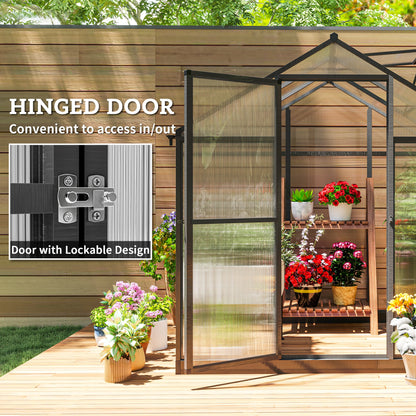  Greenhouse 183x189x195cm Polycarbonate Aluminum with Ventilation