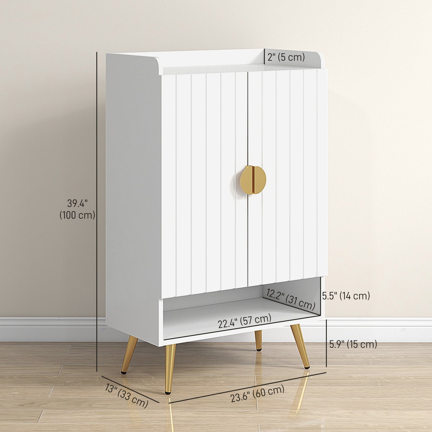 Armoire à chaussures étroite 4 niveaux, 15 paires