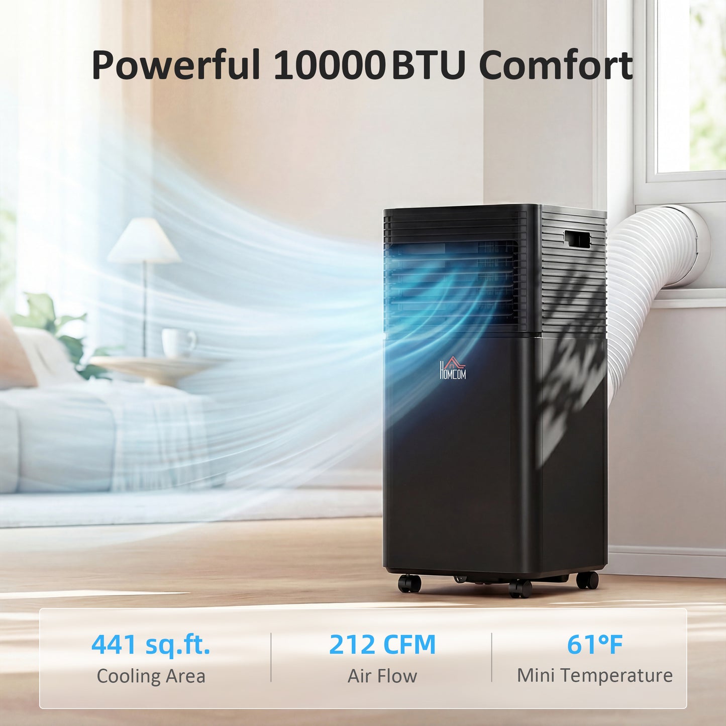 Climatiseur portable 10000 BTU avec déshumidificateur et ventilateur