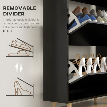 Meuble à chaussures étroit avec trois tiroirs basculants