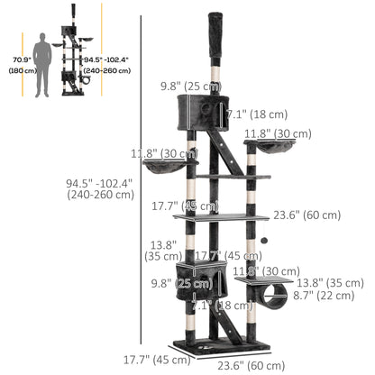 Arbre à chat multi-niveaux ajustable 240-260 cm