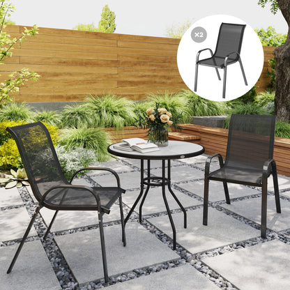 Chaises de patio empilables dossier haut filet respirant