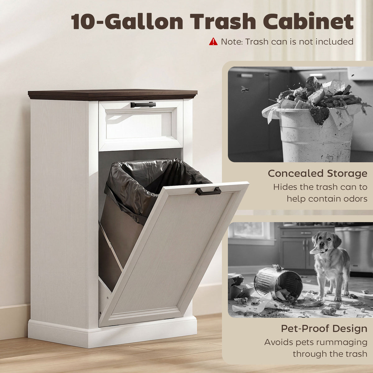 Meuble poubelle basculant 10 gallons — Blanc