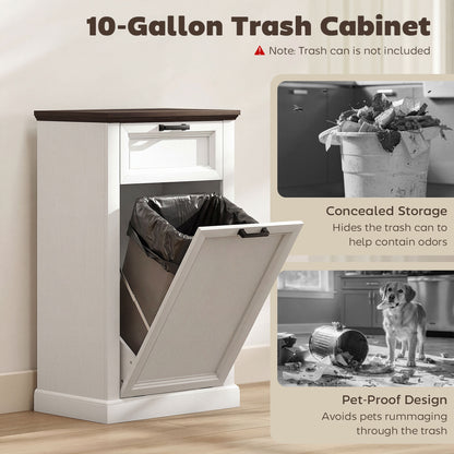 Meuble poubelle basculant 10 gallons — Blanc