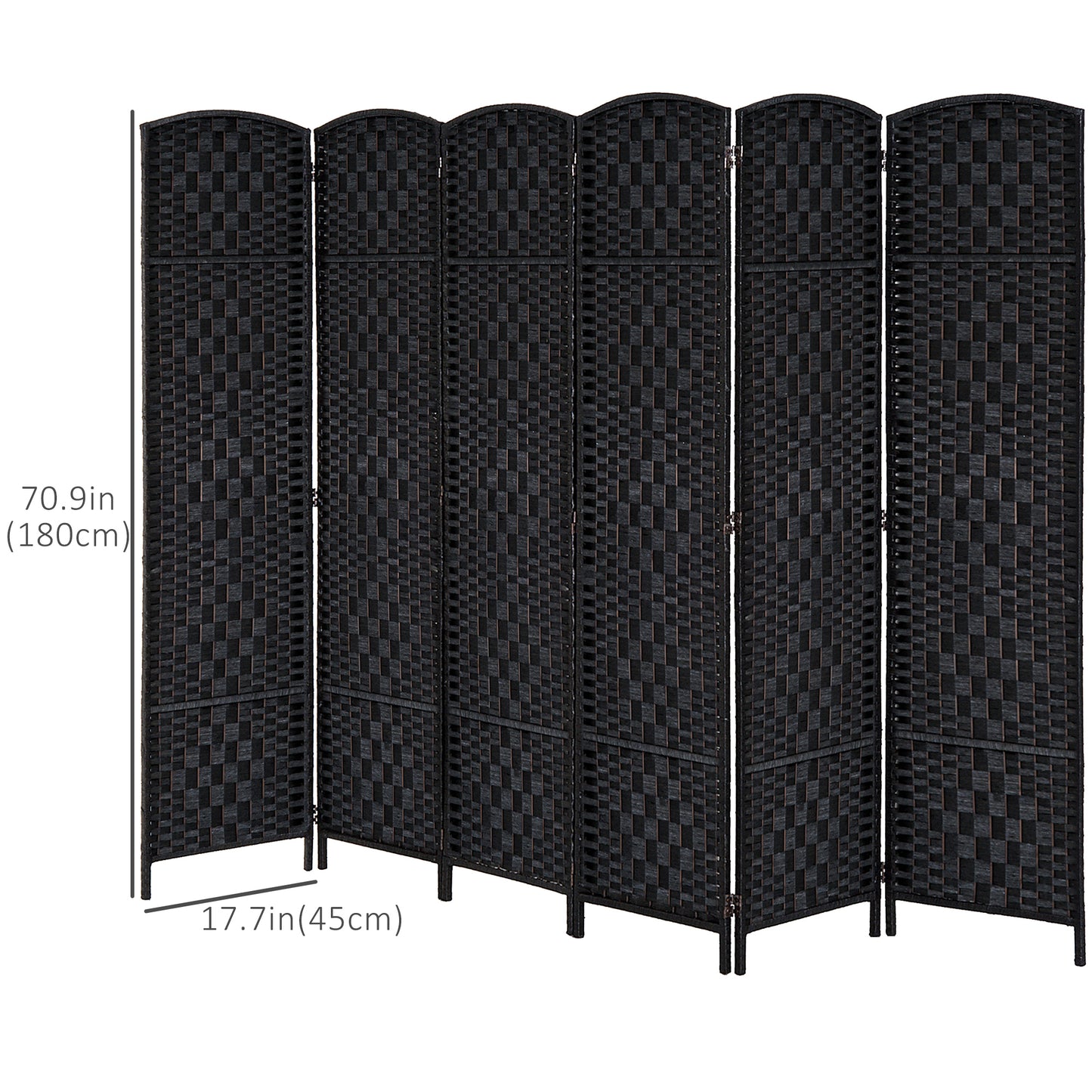 Paravent pliable 4 panneaux cadre bois tressé
