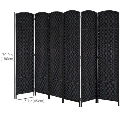 Paravent pliable 4 panneaux cadre bois tressé