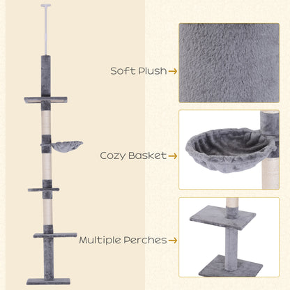 Arbre à chat 5 étages ajustable — Gris