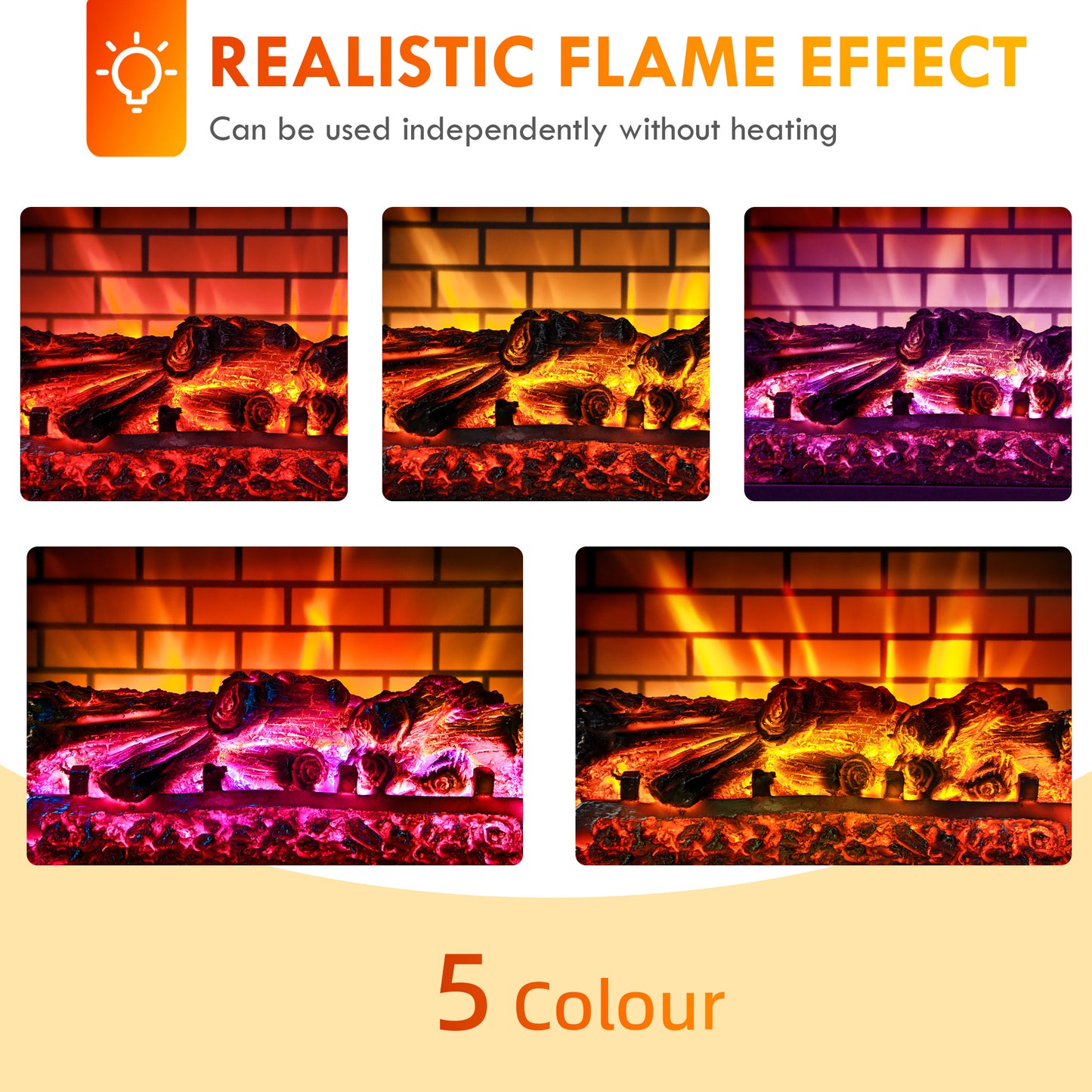 Foyer électrique infrarouge à flammes 3D réalistes 1500W