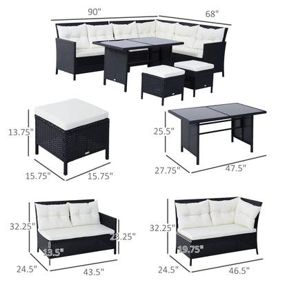 Ensemble de patio sectionnel rotin 6 pièces avec table