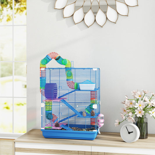 Cage hamster 5 étages portable avec accessoires