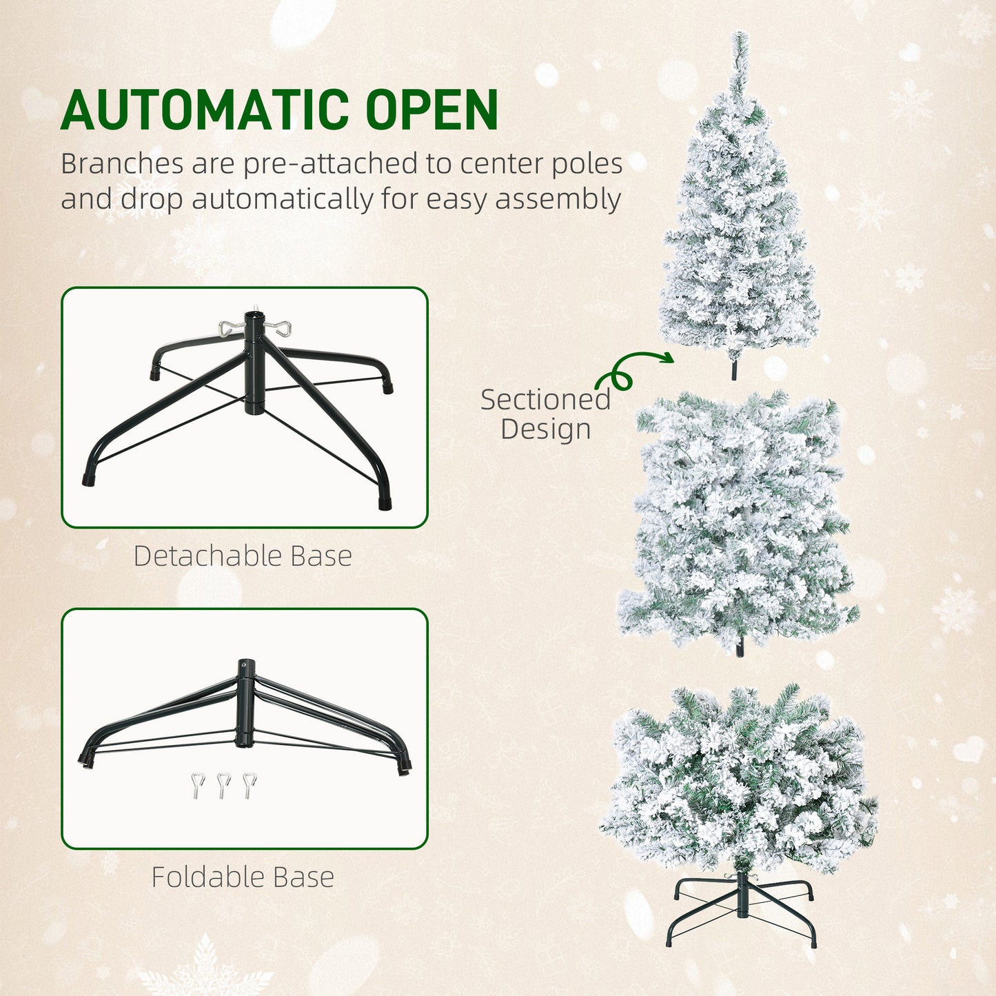 Sapin de Noël artificiel mince enneigé avec lumières DEL
