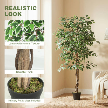 Ficus artificiel réaliste en pot — Vert