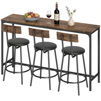 Ensemble table haute et tabourets de bar 4 pièces