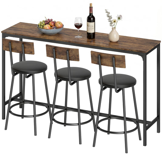 Ensemble table haute et tabourets de bar 4 pièces