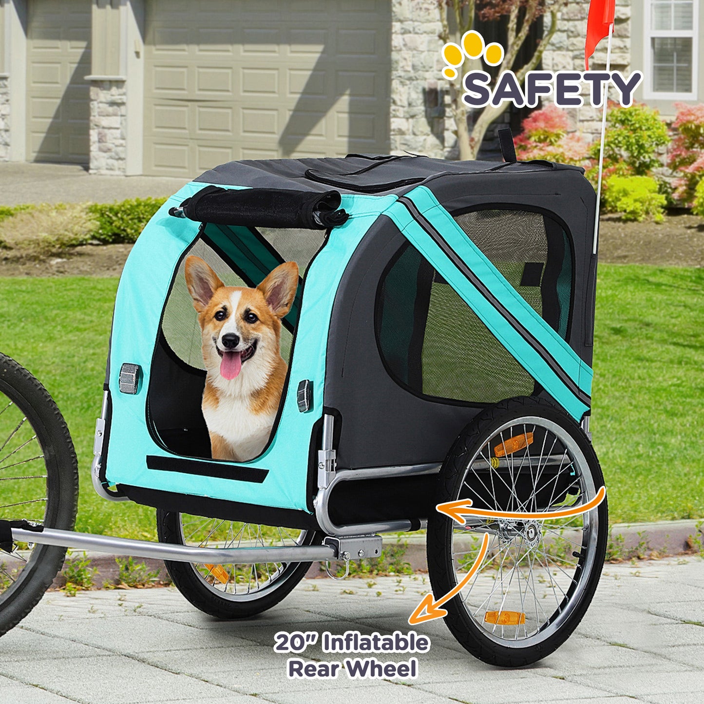 Remorque vélo pour chien avec 3 entrées