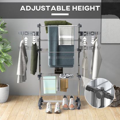 Séchoir à vêtements 3 étages pliable — acier inoxydable