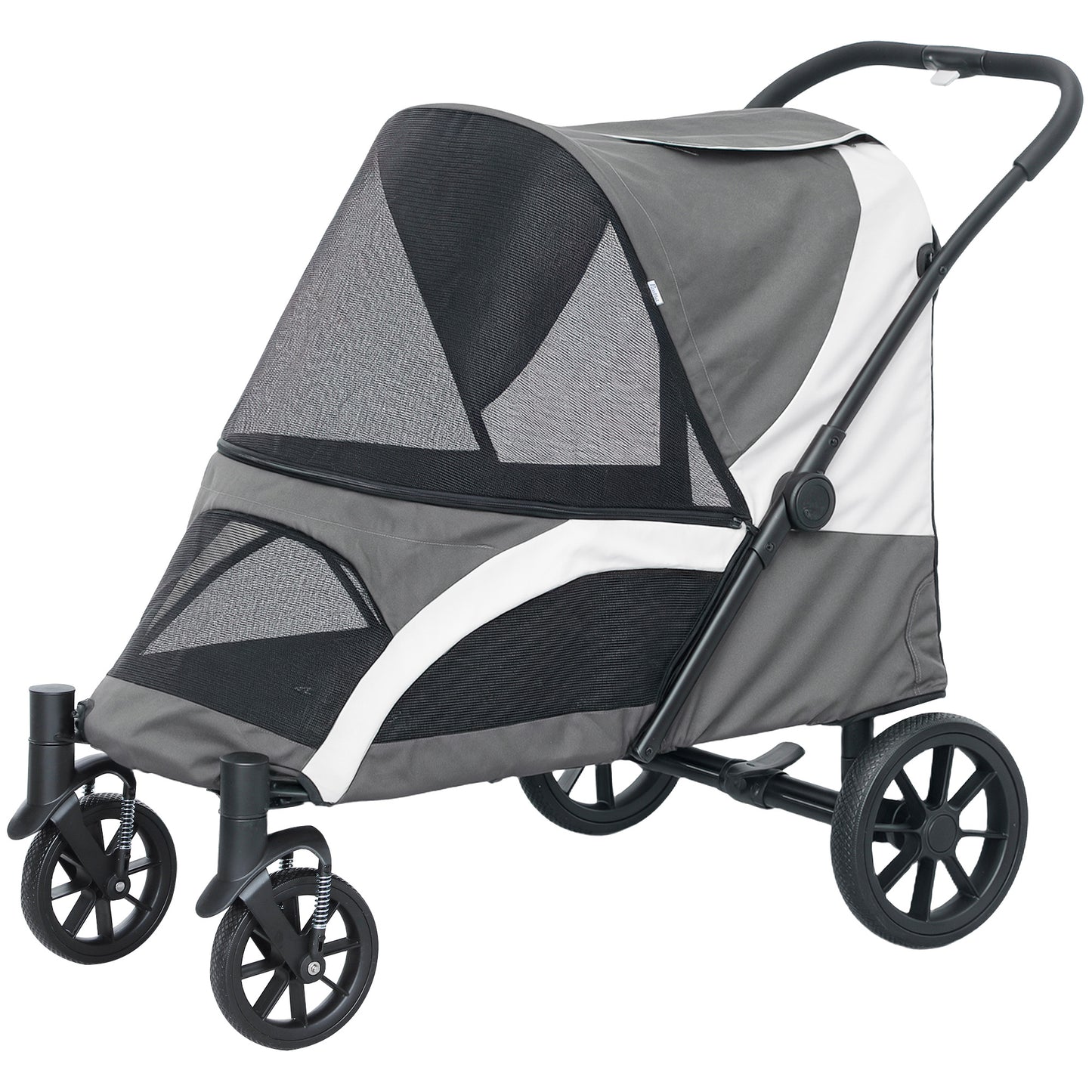 Poussette pliable pour grands chiens avec roues amortissantes