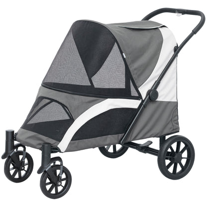 Poussette pliable pour grands chiens avec roues amortissantes
