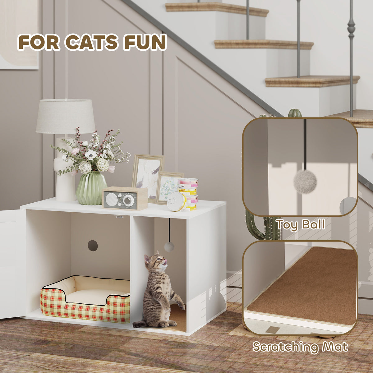 Meuble litière pour chat style boho