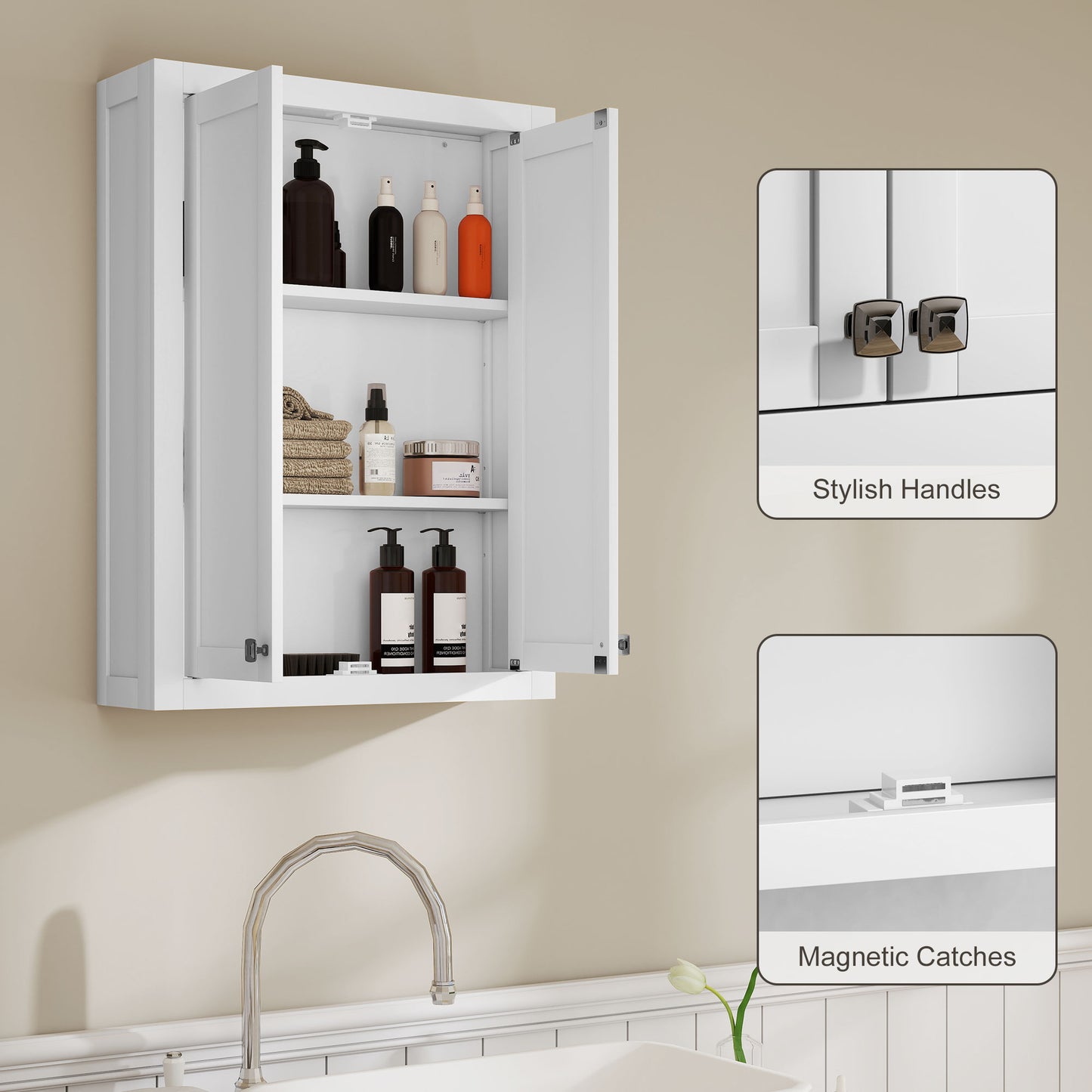 Armoire murale salle de bain 2 portes ajustable