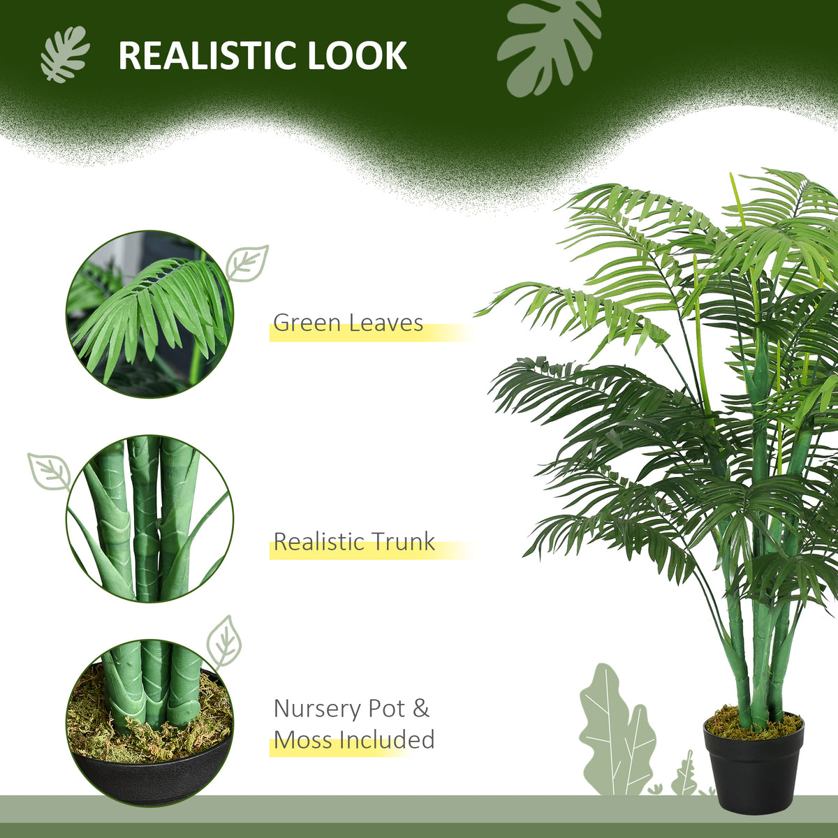 Palmier artificiel réaliste en pot — Vert