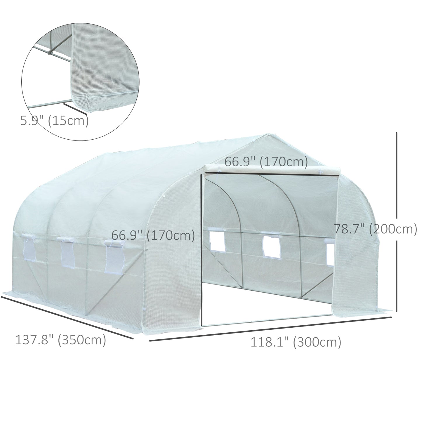 Serre tunnel portable 3,5x3x2m structure acier galvanisé