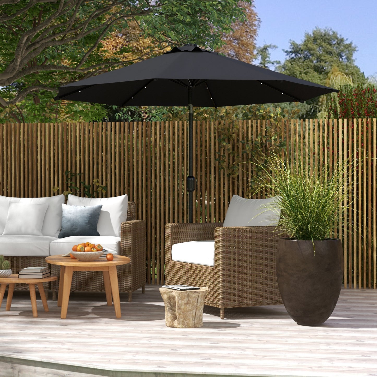 Parasol de patio solaire 24 DEL inclinable