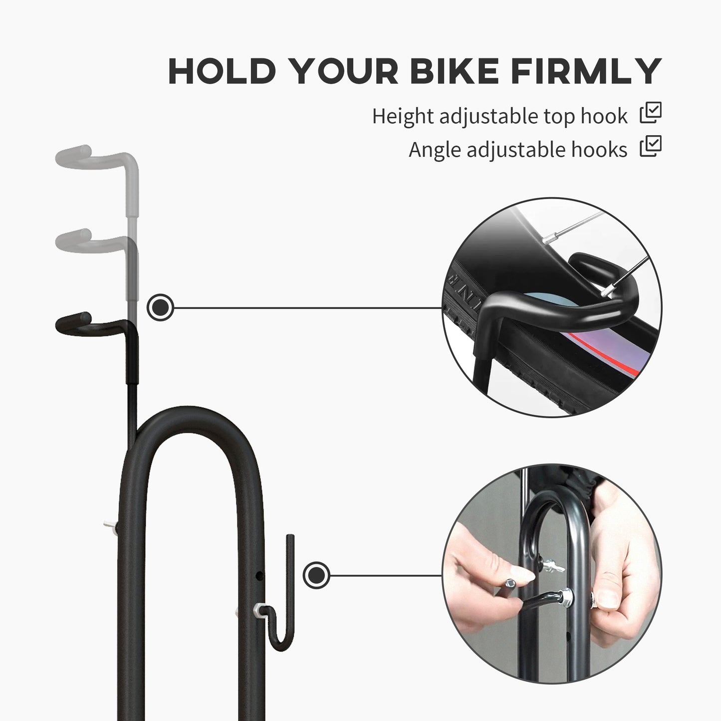 Support à vélo vertical et horizontal à crochets réglables