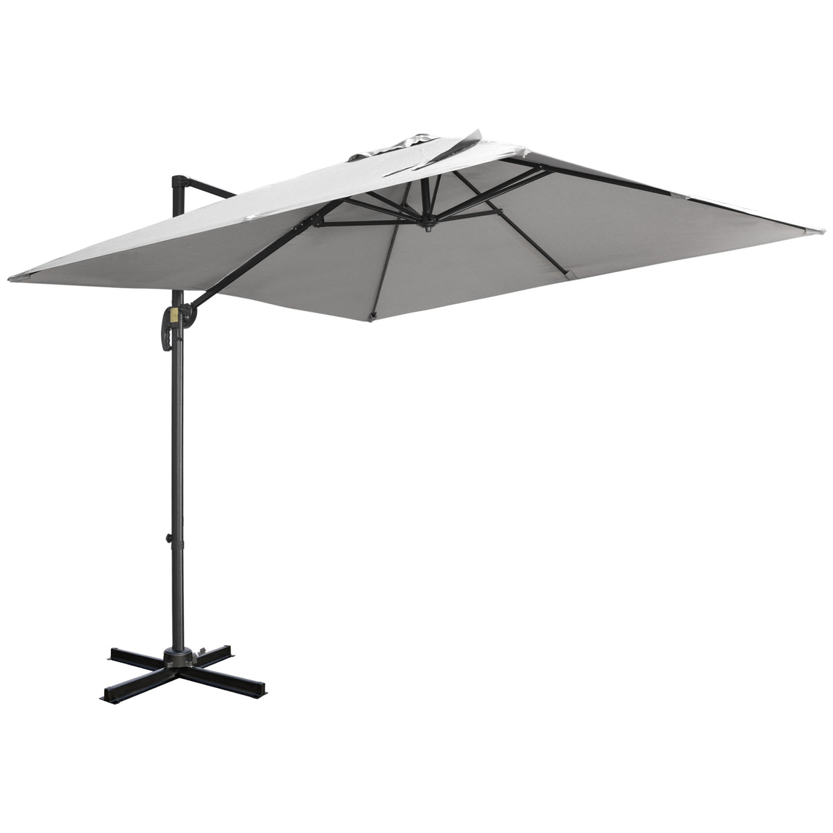 Parasol déporté carré inclinable avec manivelle et pied