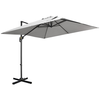 Parasol déporté carré inclinable avec manivelle et pied