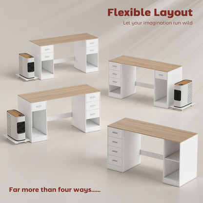 Bureau informatique avec 4 tiroirs et tablette mobile