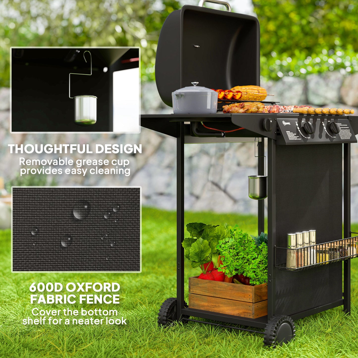 BBQ au propane portable avec brûleur latéral