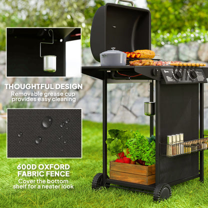 BBQ à gaz propane 2+1 brûleurs avec tablette latérale