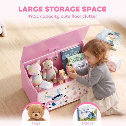 Kids Toy Box Storage Chest with Safety Hinges