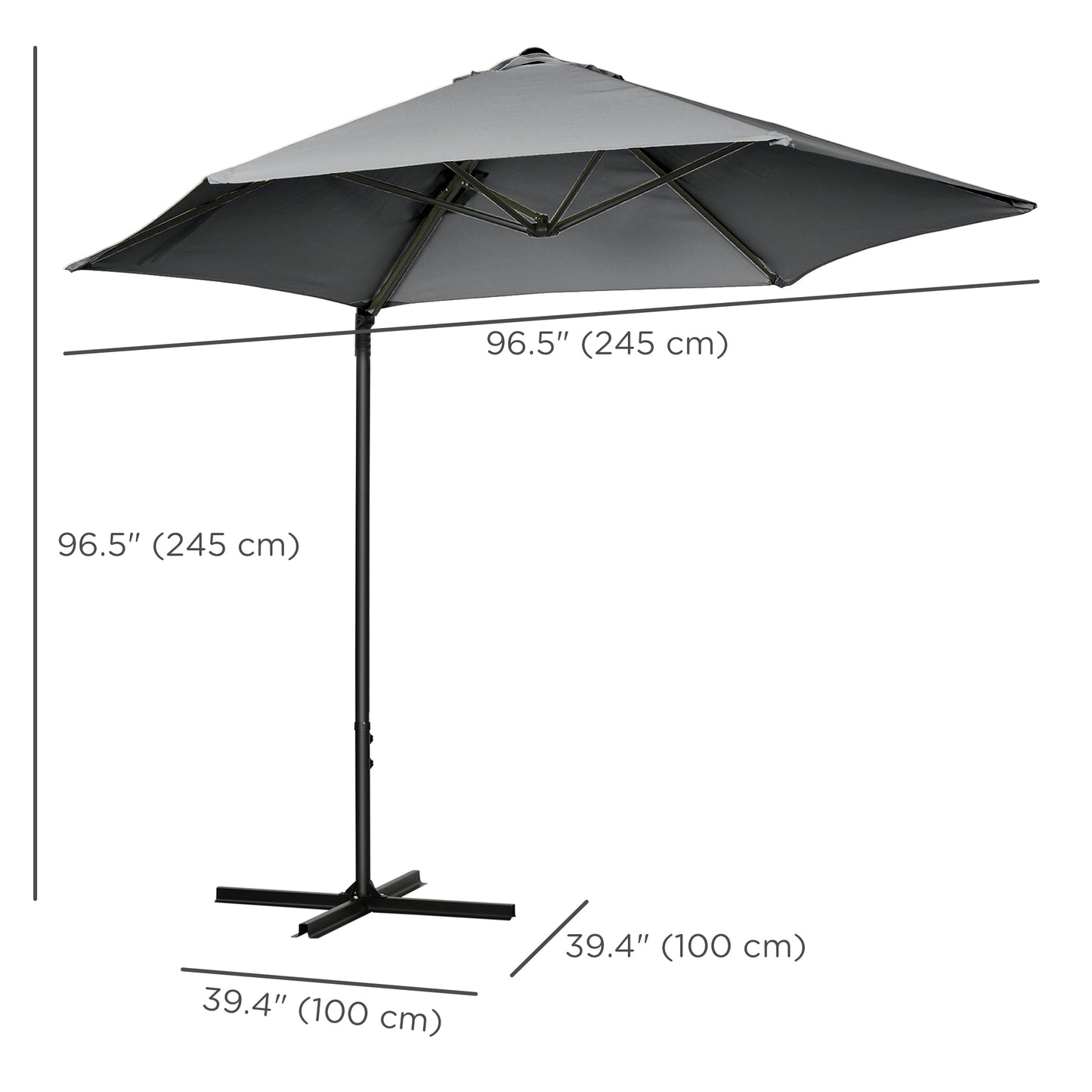 Parasol déporté cantilever 8,5 pieds avec base