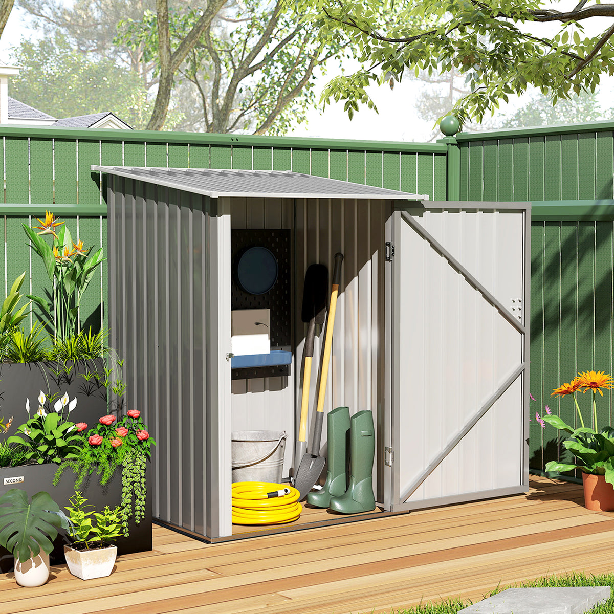 Remise de jardin en acier galvanisé avec porte verrouillable