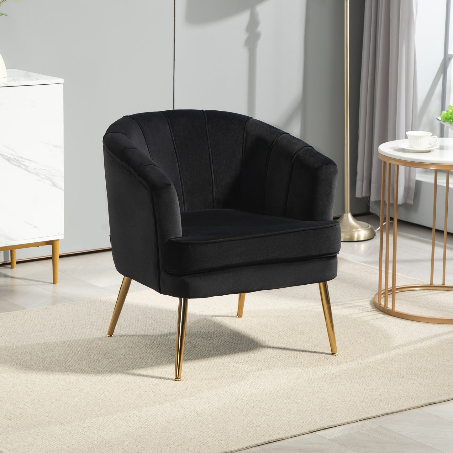 Fauteuil d'accent moderne avec pieds dorés en métal