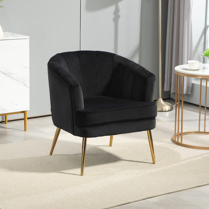 Fauteuil d'accent moderne avec pieds dorés en métal