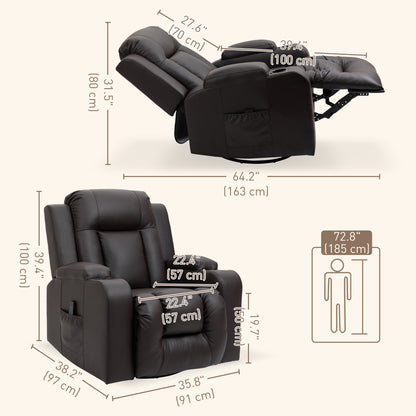 Fauteuil inclinable de massage pivotant en similicuir