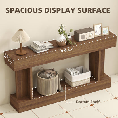 Table console vintage avec tablette inférieure 160 cm