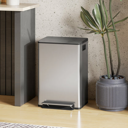 Poubelle de cuisine à fermeture douce en acier inoxydable 50 L