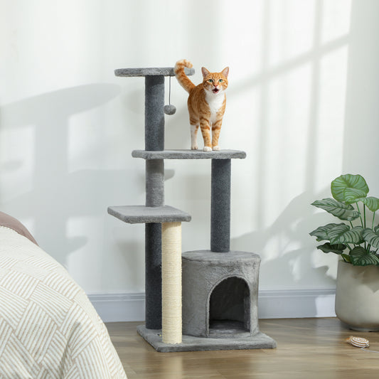 Arbre à chat multi-niveaux avec griffoir sisal — Gris