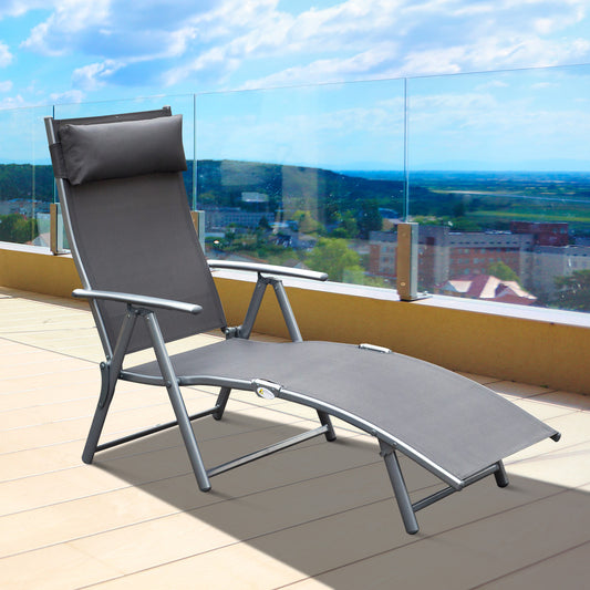 Chaise longue pliante réglable en acier — 7 positions