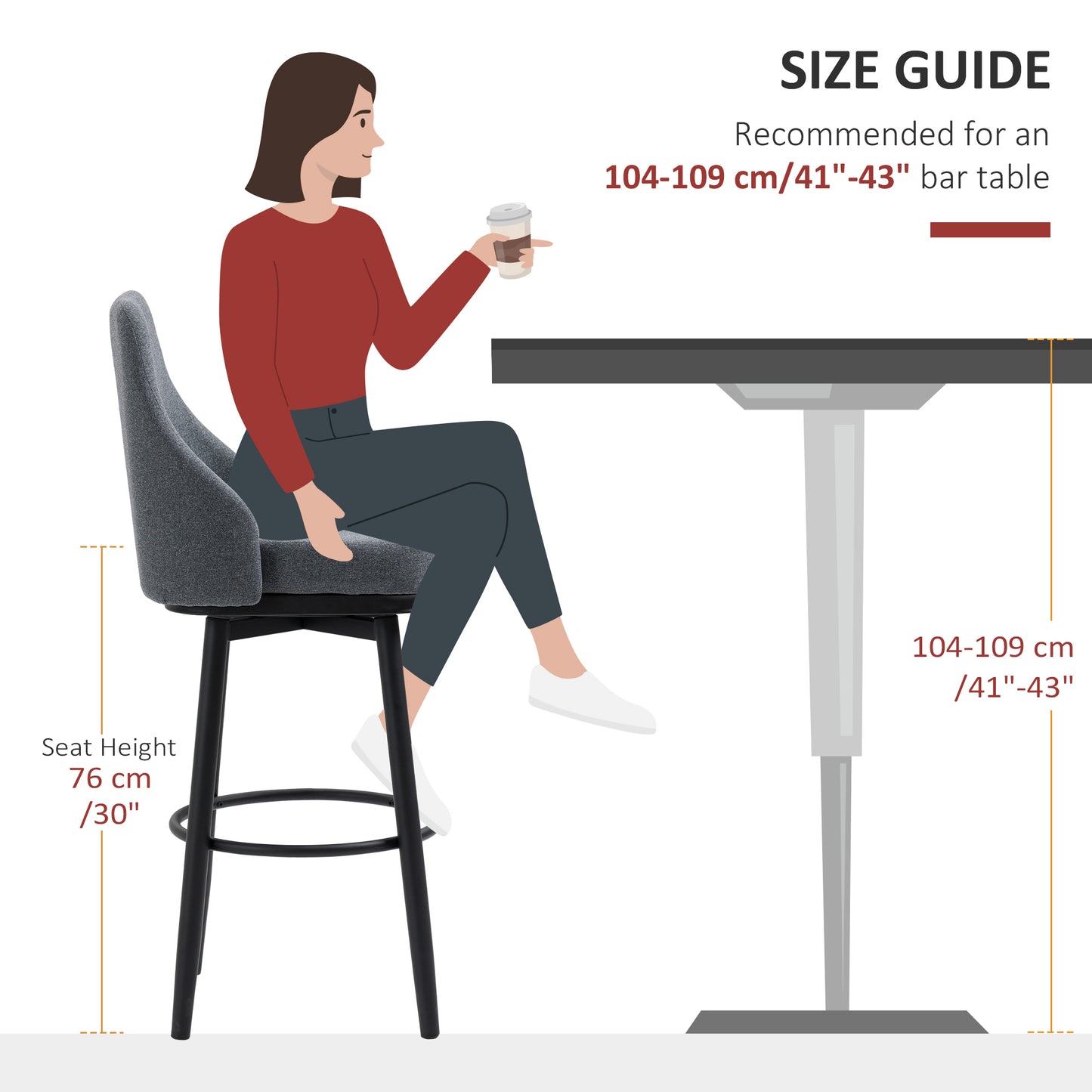 Tabourets de bar pivotants ensemble de 2 extra hauts