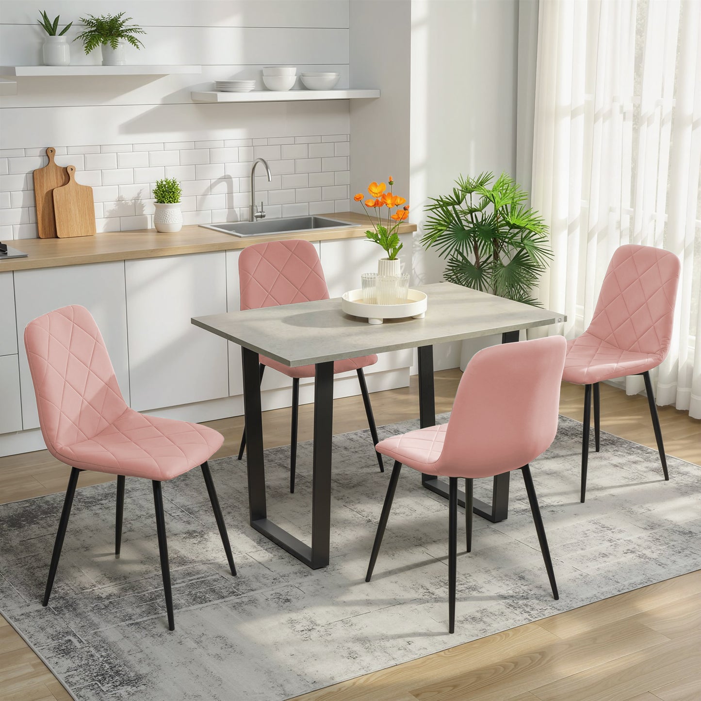 Chaises de salle à manger rembourrées ensemble de 4